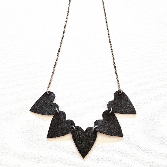 daisy may post Jewelry - 🖤 handmade genuine leather hearts necklace